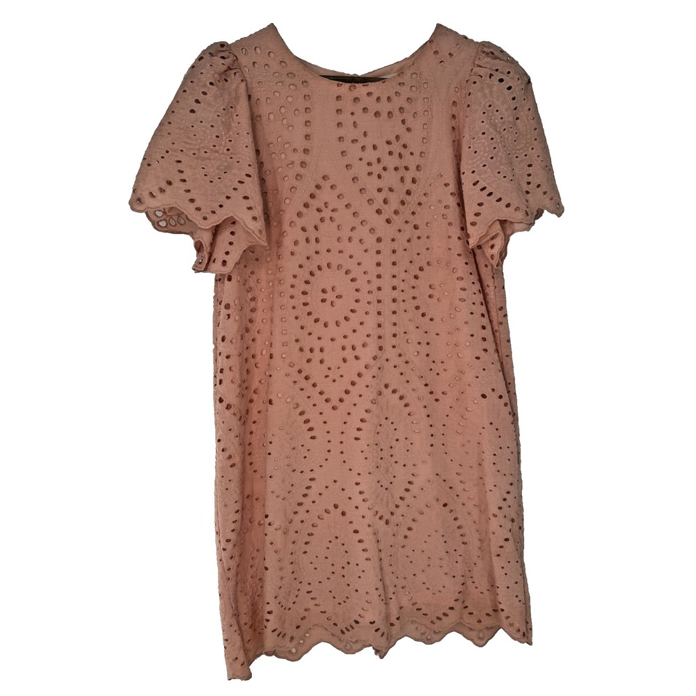 Love Riche Dress eyelet peach mini shift coquette‎ cottagecore boho festival S